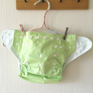 画像4: メロンミルク【布おむつ本舗オリジナル】ポケット式 ワンサイズおむつカバー （スナップ/ツルツル生地）ピスタチオグリーン ,パウダーグリーン (4)