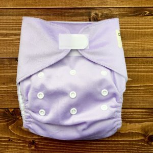 画像1: もこもこラベンダーミルク【布おむつ本舗オリジナル】ポケット式ワンサイズおむつカバー ふんわり（マジックテープ/ミンキー素材）赤ちゃんらしいパウダーカラー モコモコ (1)