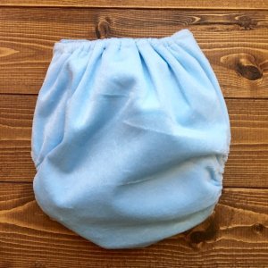 画像3: もこもこミルクソーダ【布おむつ本舗オリジナル】ポケット式 ワンサイズおむつカバー ふんわり (マジックテープ/ミンキー素材)水色 ブルー 赤ちゃんらしいパウダーカラー モコモコ (3)