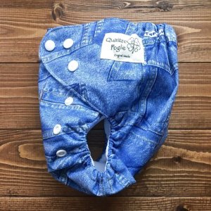 画像2: ジーンズを履いてるみたいなデニム柄【布おむつ本舗オリジナル】ポケット式ワンサイズおむつカバー（スナップ/ツルツル生地） (2)