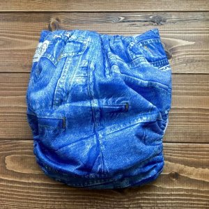 画像4: ジーンズを履いてるみたいなデニム柄【布おむつ本舗オリジナル】ポケット式ワンサイズおむつカバー（スナップ/ツルツル生地） (4)