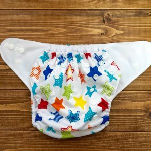 画像2: 「カラフル☆スター☆星柄」立ったまま履けるパンツ型ワンサイズおむつ/トレパンにも♪ (2)