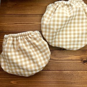 画像5: ギンガムチェック(カフェオレ)【立ったまま交換出来る♪パンツ型おむつカバー】トレパンにも♪ハンドメイド*透湿性防水布/ナチュラル ベージュ (5)