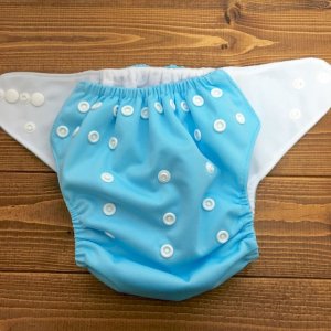 画像2: 「ソーダ色」立ったまま履ける パンツ型ワンサイズおむつ トレパンにも♪水色 (2)