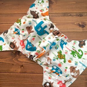 画像4: アニマルアルファベット【布おむつ本舗オリジナル】ポケット式ワンサイズおむつカバー（スナップ/ツルツル生地） (4)