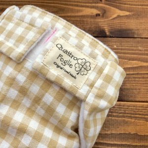 画像2: ギンガムチェック（カフェオレ） 【よつばのおむつ/日本製/ハンドメイド】 布おむつカバー （透湿性防水布使用） (2)