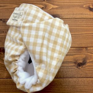 画像3: ギンガムチェック（カフェオレ） 【よつばのおむつ/日本製/ハンドメイド】 布おむつカバー （透湿性防水布使用） (3)