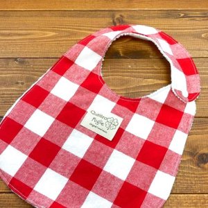 画像2: 【超吸収!魔法のスタイ】ブロックチェック(レッド赤)【ハンドメイド】マイクロファイバー×コットン生地のよだれかけ【スタイ5枚以上まとめ買いで送料無料!】 (2)
