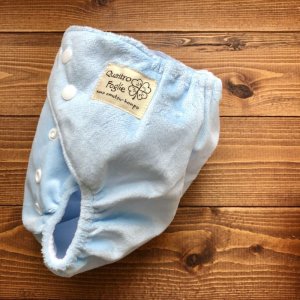 画像2: もこもこミルクソーダ 水色【布おむつ本舗オリジナル】ポケット式 ワンサイズおむつカバー （スナップ/ミンキー素材）モコモコ (2)