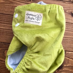 画像2: もこもこ抹茶ミルク 【布おむつ本舗オリジナル】ポケット式 ワンサイズおむつカバー （スナップ/ミンキー素材）モコモコ 緑,グリーン (2)