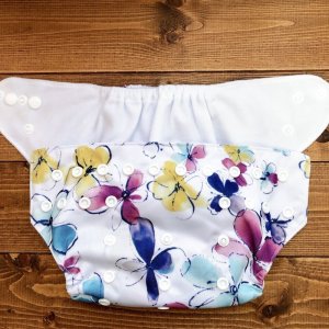 画像3: 水彩フラワー【布おむつ本舗オリジナル】ポケット式ワンサイズおむつカバー（スナップ/ツルツル生地）花柄 (3)