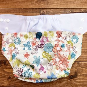 画像3: 【限定SALE】フラワーバタフライ【布おむつ本舗オリジナル】ポケット式 ワンサイズおむつカバー （スナップ/ツルツル生地）花柄,蝶々 (3)