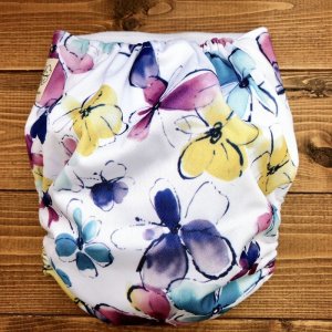画像4: 水彩フラワー【布おむつ本舗オリジナル】ポケット式ワンサイズおむつカバー（スナップ/ツルツル生地）花柄 (4)