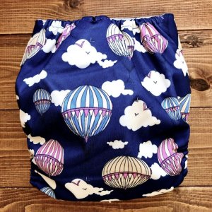 画像4: 気球(ネイビー)【布おむつ本舗オリジナル】ポケット式 ワンサイズおむつカバー (マジックテープ/ツルツル生地)雲 ,空 (4)