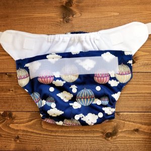 画像3: 気球(ネイビー)【布おむつ本舗オリジナル】ポケット式 ワンサイズおむつカバー (マジックテープ/ツルツル生地)雲 ,空 (3)