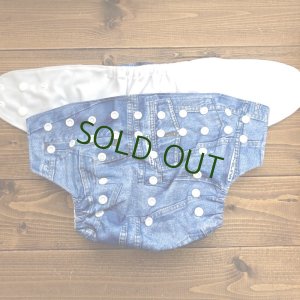 画像2: 【2~7歳向け/BIGサイズ】「デニム柄」ポケット式ワンサイズおむつ/立体ギャザー付き（スナップ/ツルツル生地） (2)