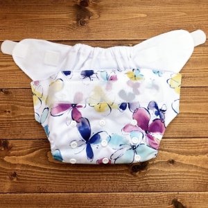 画像3: 水彩フラワー【布おむつ本舗オリジナル】ポケット式 ワンサイズおむつカバー （マジックテープ/ツルツル生地）花柄 (3)