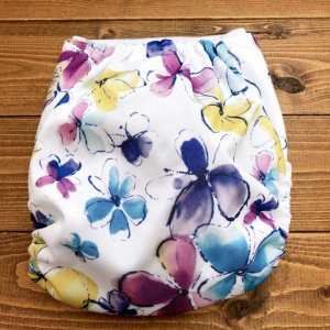 画像4: 水彩フラワー【布おむつ本舗オリジナル】ポケット式 ワンサイズおむつカバー （マジックテープ/ツルツル生地）花柄 (4)