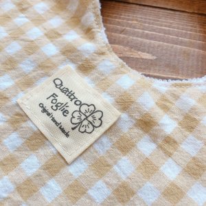 画像3: 【超吸収！魔法のスタイ】ギンガムチェック（ベージュ）【ハンドメイド】マイクロファイバー×コットン生地のよだれかけ【スタイ５枚以上まとめ買いで送料無料！】 (3)