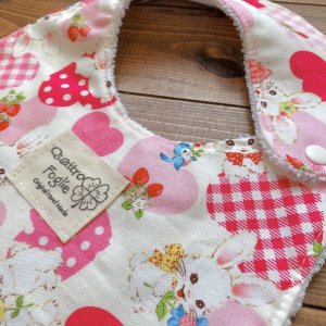 画像3: 【超吸収!魔法のスタイ】ラブリーうさこちゃん(ピンク)【ハンドメイド】マイクロファイバー×コットン生地のよだれかけ【スタイ5枚以上まとめ買いで送料無料!】ハート,ウサギ,動物 (3)