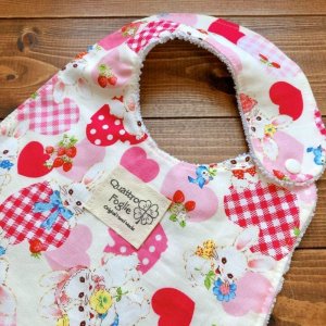 画像2: 【超吸収!魔法のスタイ】ラブリーうさこちゃん(ピンク)【ハンドメイド】マイクロファイバー×コットン生地のよだれかけ【スタイ5枚以上まとめ買いで送料無料!】ハート,ウサギ,動物 (2)