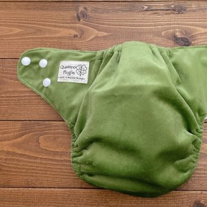 画像4: もこもこ抹茶【布おむつ本舗オリジナル】ポケット式 ワンサイズおむつカバー （スナップ/ミンキー素材）モコモコ くっきりカラー グリーン (4)