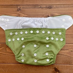 画像3: もこもこ抹茶【布おむつ本舗オリジナル】ポケット式 ワンサイズおむつカバー （スナップ/ミンキー素材）モコモコ くっきりカラー グリーン (3)
