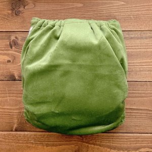 画像2: もこもこ抹茶【布おむつ本舗オリジナル】ポケット式 ワンサイズおむつカバー （スナップ/ミンキー素材）モコモコ くっきりカラー グリーン (2)