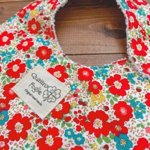 画像3: 【超吸収！魔法のスタイ】リバティ風の花柄（レッド系）【ハンドメイド】マイクロファイバー×コットン生地のよだれかけ【スタイ５枚以上まとめ買いで送料無料！】赤,花柄 (3)