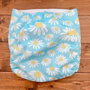 画像3: 【2~7歳向け/BIGサイズ】「マーガレット（水色）」ポケット式ワンサイズおむつ/立体ギャザー付き（スナップ/ツルツル生地）花柄,フラワー (3)