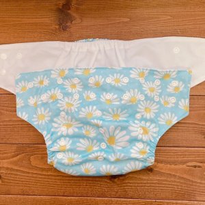 画像2: 【2~7歳向け/BIGサイズ】「マーガレット（水色）」ポケット式ワンサイズおむつ/立体ギャザー付き（スナップ/ツルツル生地）花柄,フラワー (2)