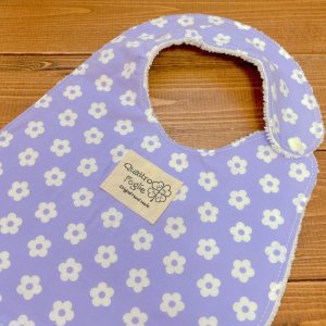 画像2: 【超吸収!魔法のスタイ】ポップフラワー(パープル)【ハンドメイド】マイクロファイバー×コットン生地のよだれかけ【スタイ5枚以上まとめ買いで送料無料!】花柄 (2)