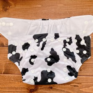 画像3: 牛柄ホワイト【布おむつ本舗オリジナル】ポケット式ワンサイズおむつカバー（スナップ/ツルツル生地） (3)