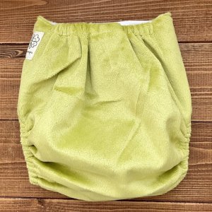 画像2: もこもこ抹茶ミルク【布おむつ本舗オリジナル】ポケット式 ワンサイズおむつカバー ふんわり （マジックテープ/ミンキー素材） モコモコ 緑,グリーン (2)