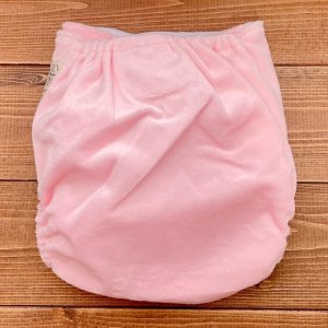画像2: もこもこいちごミルク【布おむつ本舗オリジナル】ポケット式ワンサイズおむつカバー（スナップ/ミンキー素材）イチゴ,ピンク,モコモコ (2)
