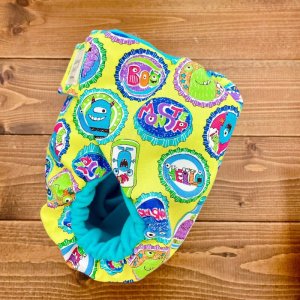 画像4: 【日本製ハンドメイド】布おむつカバー｜透湿防水素材でモンスター柄（イエロー）｜安心・快適・おしゃれな布おむつグッズ (4)