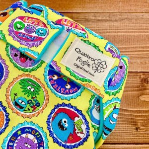 画像3: 【日本製ハンドメイド】布おむつカバー｜透湿防水素材でモンスター柄（イエロー）｜安心・快適・おしゃれな布おむつグッズ (3)