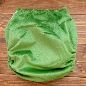 画像4: もこもこ抹茶【布おむつ本舗オリジナル】ポケット式 ワンサイズおむつカバー ふんわり （マジックテープ/ミンキー素材）モコモコ くっきりカラー グリーン (4)