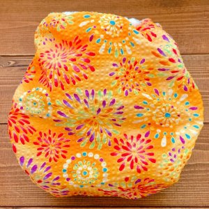 画像4: 花火（オレンジ）【よつばのおむつ/日本製ハンドメイド】 布おむつカバー （透湿性防水布使用）リップル,打ち上げ花火,和柄 (4)