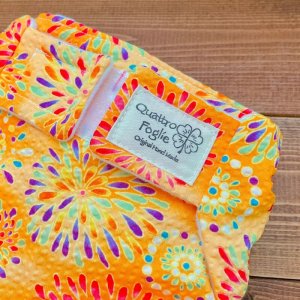 画像2: 花火（オレンジ）【よつばのおむつ/日本製ハンドメイド】 布おむつカバー （透湿性防水布使用）リップル,打ち上げ花火,和柄 (2)