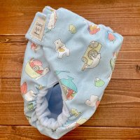 画像1: 夏の白くま（水色）【よつばのおむつ/日本製/ハンドメイド】 布おむつカバー （透湿性防水布使用）かき氷,フルーツ,シロクマ,白熊