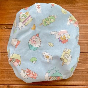 画像4: 【再販なし】夏の白くま(水色)【よつばのおむつ/日本製/ハンドメイド】 布おむつカバー (透湿性防水布使用)かき氷,フルーツ,シロクマ,白熊 (4)