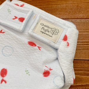 画像2: 金魚（ホワイト）【よつばのおむつ/日本製ハンドメイド】布おむつカバー （透湿性防水布使用）リップル,和柄 (2)