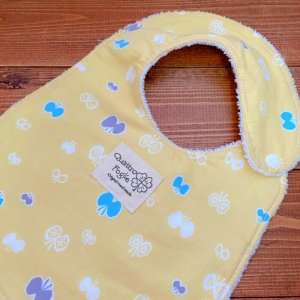 画像2: 【超吸収！魔法のスタイ】北欧ちょうちょ（イエロー）【ハンドメイド】マイクロファイバー×コットン生地のよだれかけ【スタイ５枚以上まとめ買いで送料無料！】黄,花柄,フラワー (2)