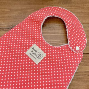 画像2: 【超吸収！魔法のスタイ】ドット（赤レッド）【ハンドメイド】マイクロファイバー×コットン生地のよだれかけ【スタイ５枚以上まとめ買いで送料無料！】ナチュラル,水玉 (2)