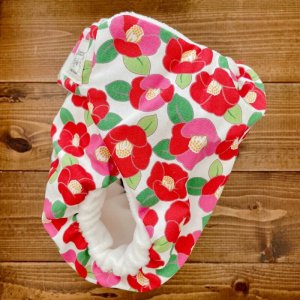 画像3: 【再販なし】椿（ホワイト）【よつばのおむつ/日本製ハンドメイド】 布おむつカバー （透湿性防水布使用）ツバキ,和柄,花柄 (3)