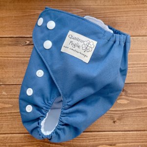 画像2: ネイビー【布おむつ本舗オリジナル】ポケット式 ワンサイズおむつカバー (スナップ/ツルツル生地)紺色 青,ブルー (2)