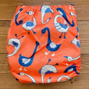 画像4: 北欧アヒル(オレンジ)【布おむつ本舗オリジナル】ポケット式 ワンサイズおむつカバー (スナップ/ツルツル生地)鳥,動物 (4)