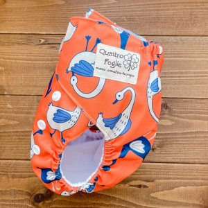 画像3: 北欧アヒル（オレンジ）【布おむつ本舗オリジナル】ポケット式 ワンサイズおむつカバー （マジックテープ/ツルツル生地）鳥,動物 (3)