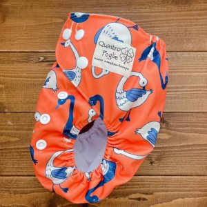 画像3: 北欧アヒル(オレンジ)【布おむつ本舗オリジナル】ポケット式 ワンサイズおむつカバー (スナップ/ツルツル生地)鳥,動物 (3)